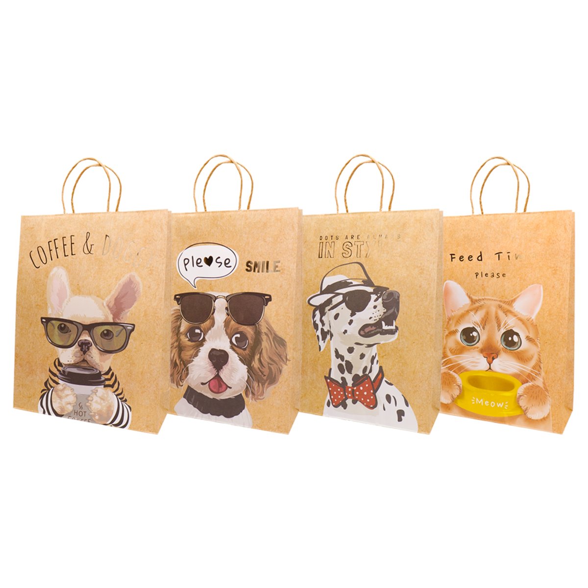 torba prezentowa 32x42 kraft, psy, kot mix