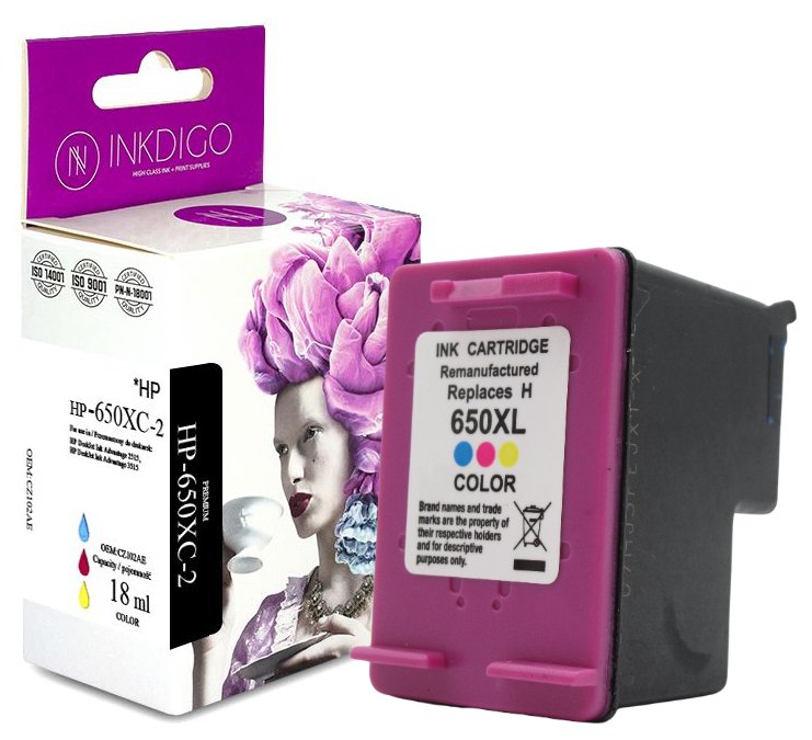 INKDIGO 650XL zgodny Tusz do HP Deskjet 1515 1518 2515 2520 2540 Kolor 18ml