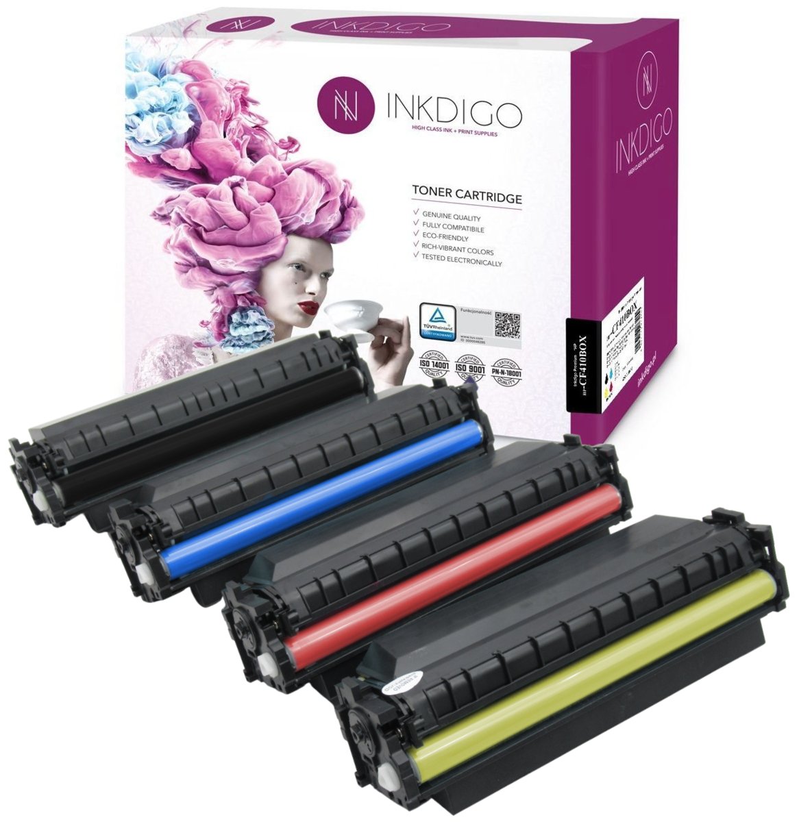 INKDIGO CF410X - CF413X zgodny zestaw Tonerów do HP LaserJet 452 377DW 452DN 477FDN 477FNW CMYK