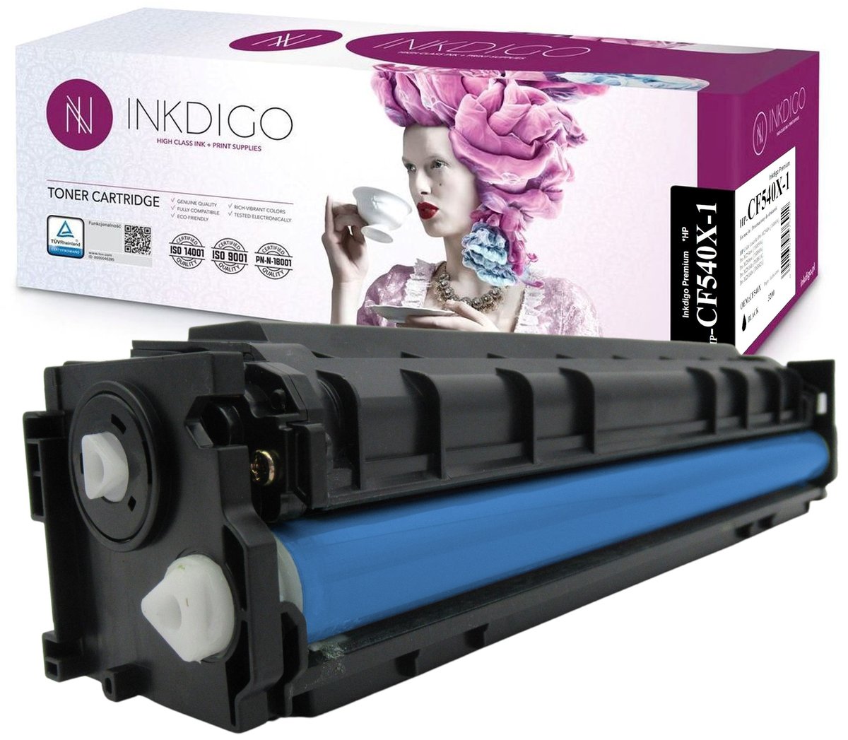 INKDIGO CF541X zgodny Toner do HP LaserJet 254DW 254NW 254DNW 281FDN 281FDW Cyan