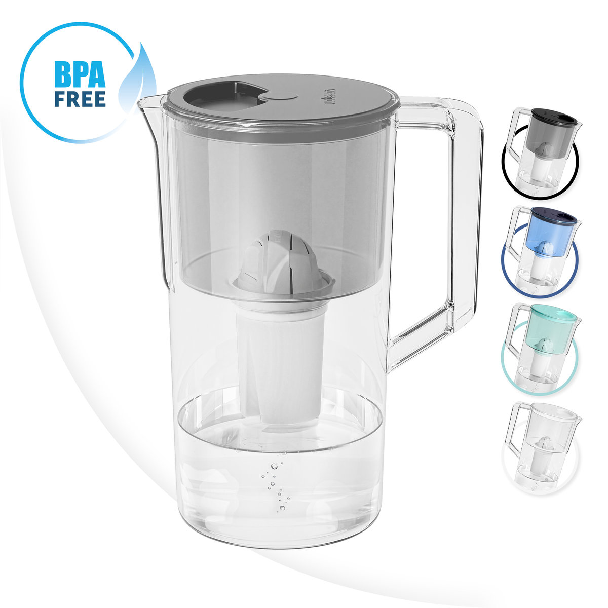 Dzbanek Filtrującyaquaclassic Basic, Wessper, Wkład Filtrujący W Zestawie, 2,5L, Szary