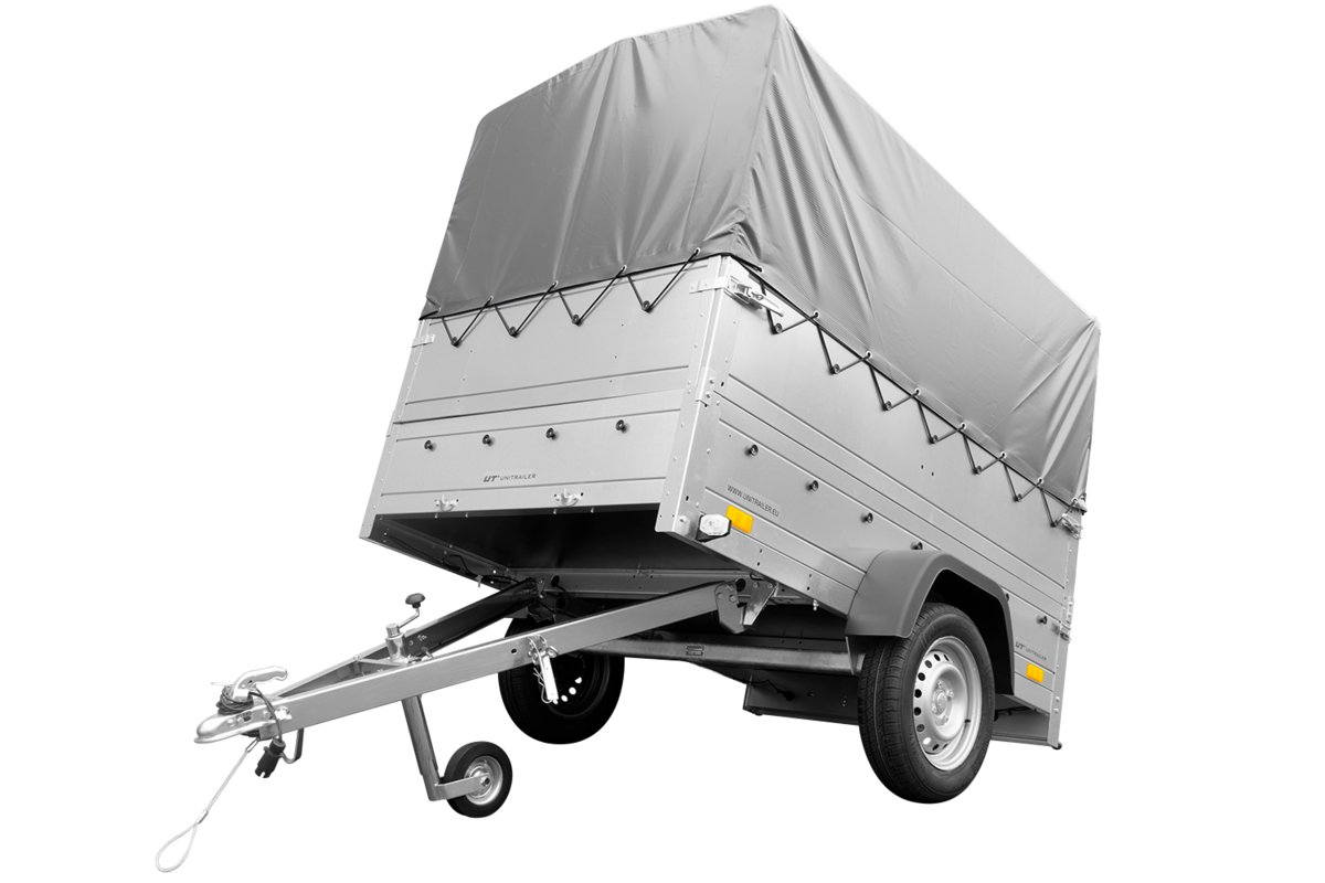 Przyczepka Samochodowa Kiper Unitrailer Garden Trailer 200 Kipp (New) Z Kołem Podporowym, Burtami Bis, Stelażem H-800 Z Pokrowcem Szarym