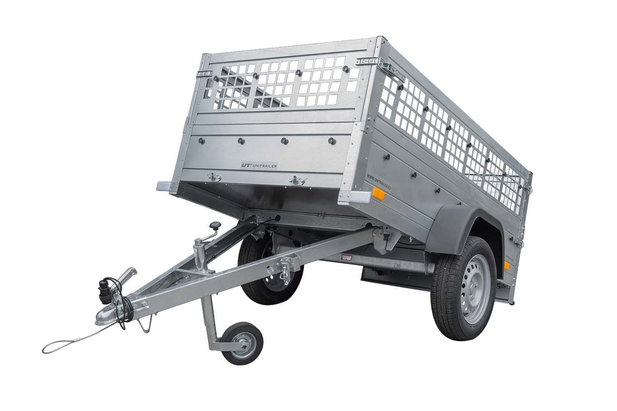 UNITRAILER Przyczepa GARDEN TRAILER 200 KIPP (NEW) z kołem podporowym i burtami siatkowymi UT004180