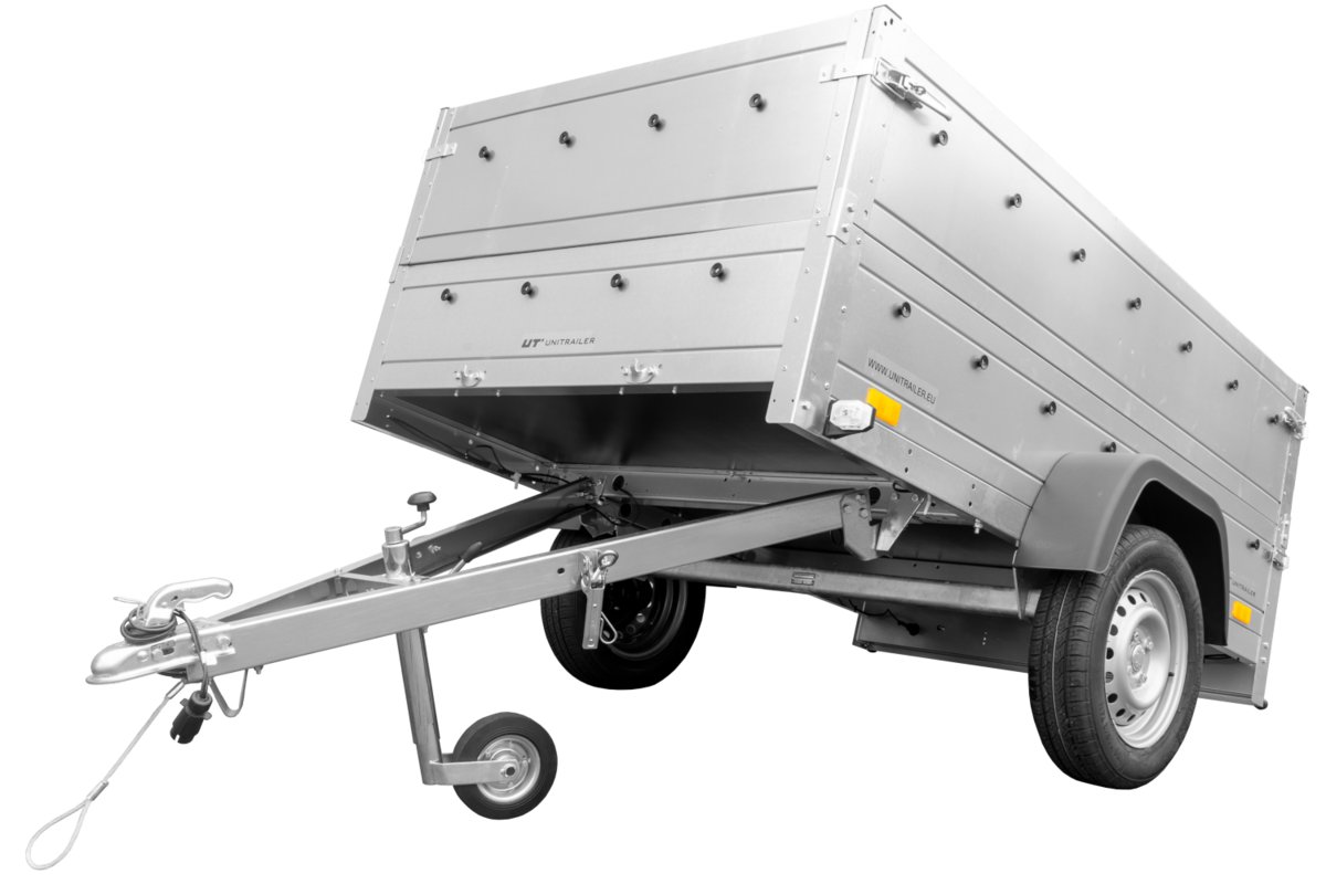 UNITRAILER Przyczepa burtowa 200x125 DMC 750 KG Garden Trailer 201 KIPP z burtami BIS i kołem podporowym UT004228