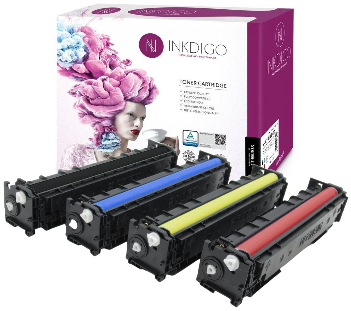 INKDIGO CF400X - CF403X zgodny zestaw Tonerów do HP LaserJet 252DW 252N 274DN 277DW 277N CMYK
