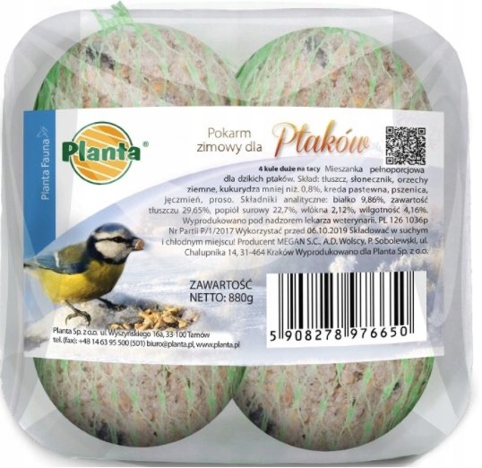 Zimowy pokarm dla sikorek kule 880g 4 szt