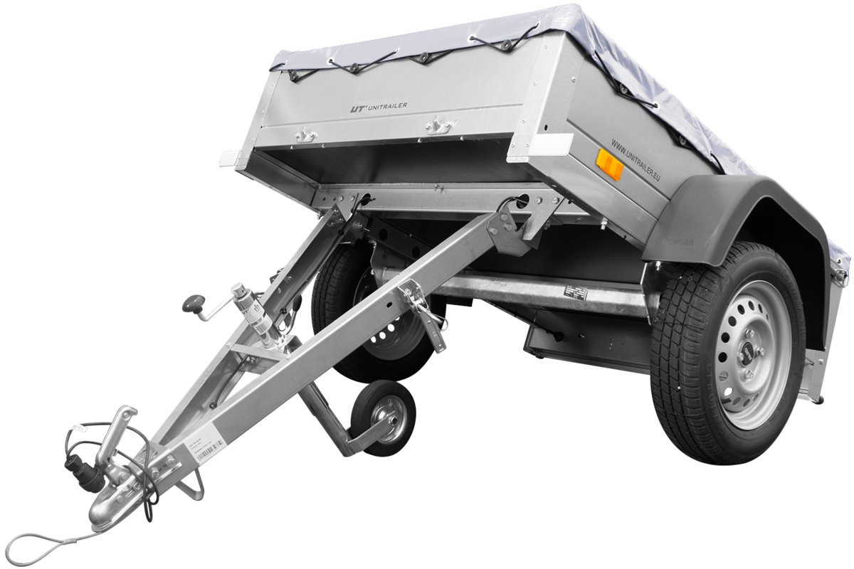 Temared sp. z o.o. PRZYCZEPA GARDEN TRAILER 150 KIPP Z KOŁEM PODPOROWYM, STELAŻEM H-0 I SZARĄ PLANDEKĄ UT004502
