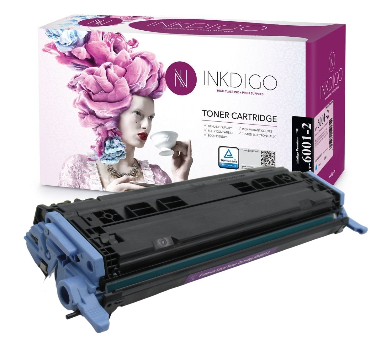INKDIGO Q6001A zgodny Toner do HP LaserJet 1600 2605DN CM1017 2600N CM1015 Cyan