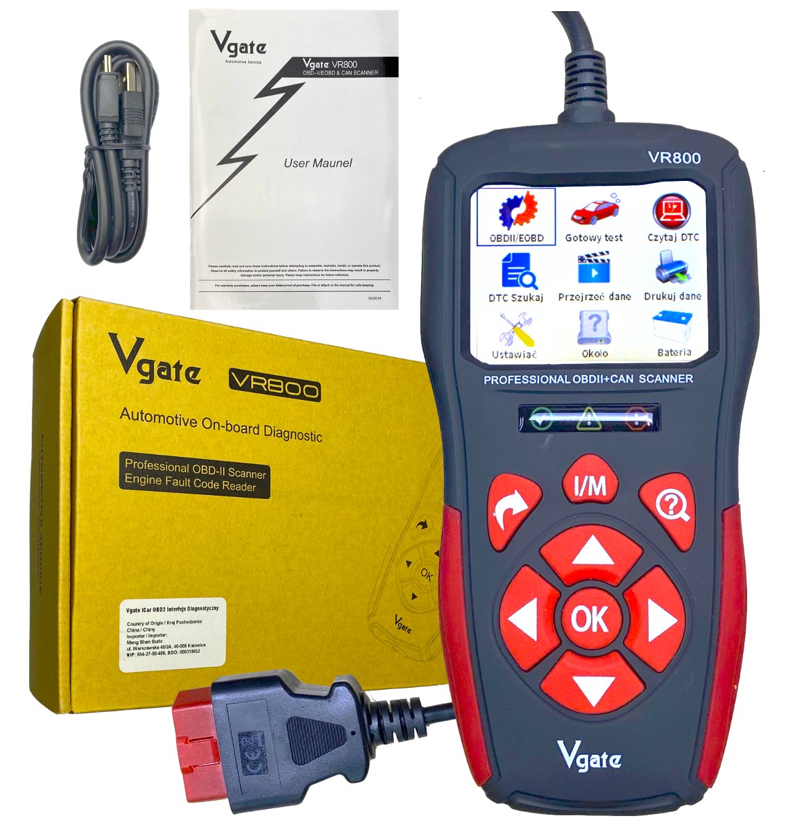 Vgate VR800 Interfejs diagnostyczny Tester OBD2 PL