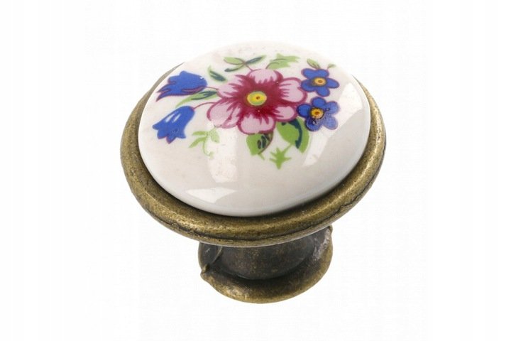 GTV Gałka meblowa porcelanowa uchwyt retro spring flower