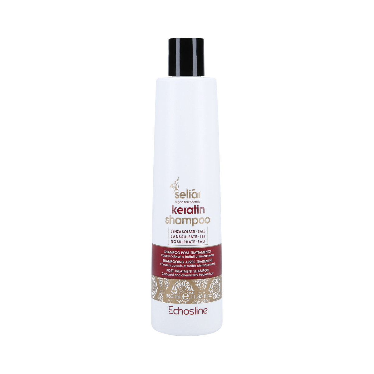 Echosline Seliarkeratynowy szampon do stosowania po zabiegach włosów, idealnie nadaje się do zmarzniętych włosów, bez siarczanów, soli, bez parabenów, 300 ml