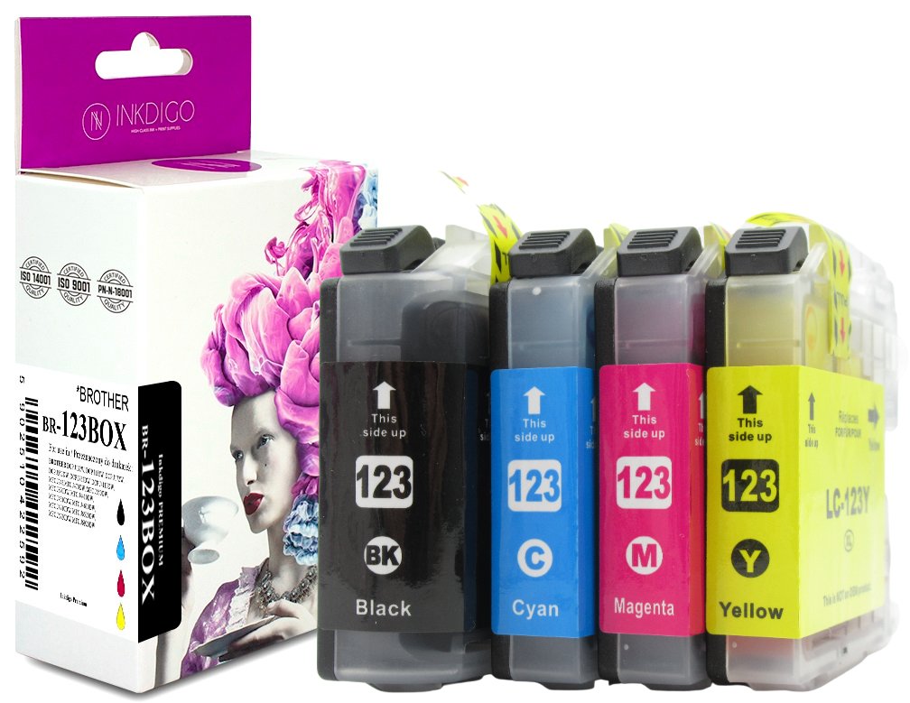 INKDIGO Tusze LC123 zgodny zestaw do Brother DCP-J132 DCP-J152 MFC-J475 CMYK