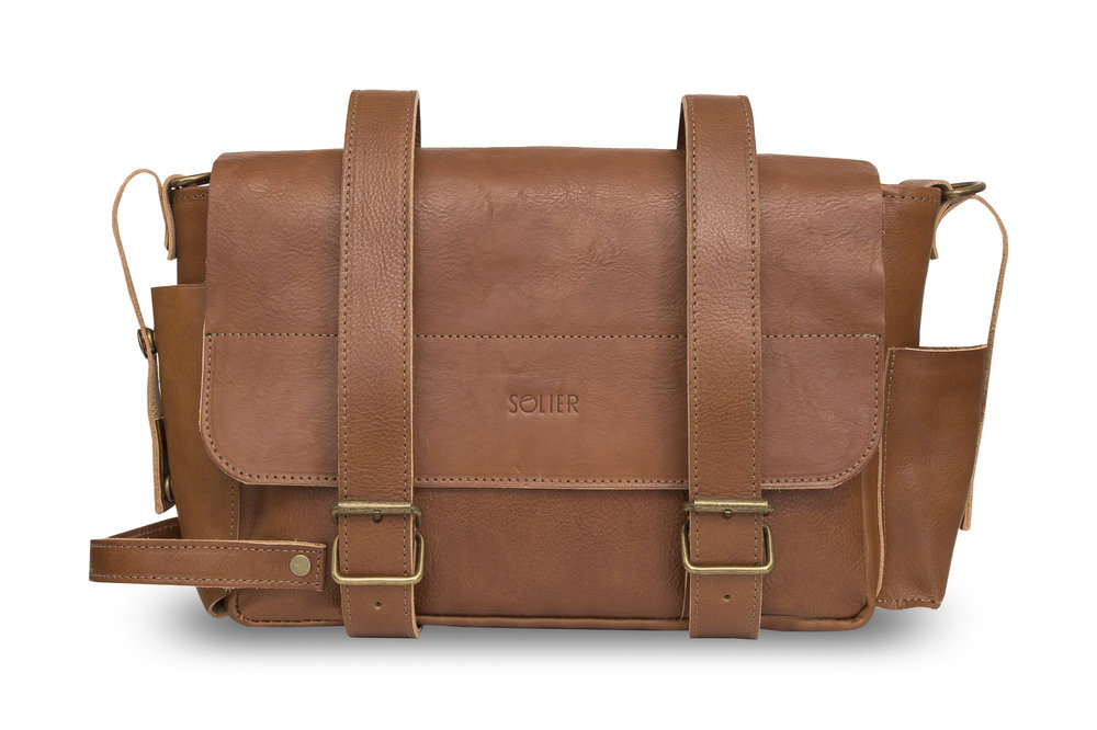 Skórzana Torba Rowerowa Na Kierownicę / Ramę Sr02 Assen Jasny Brąz