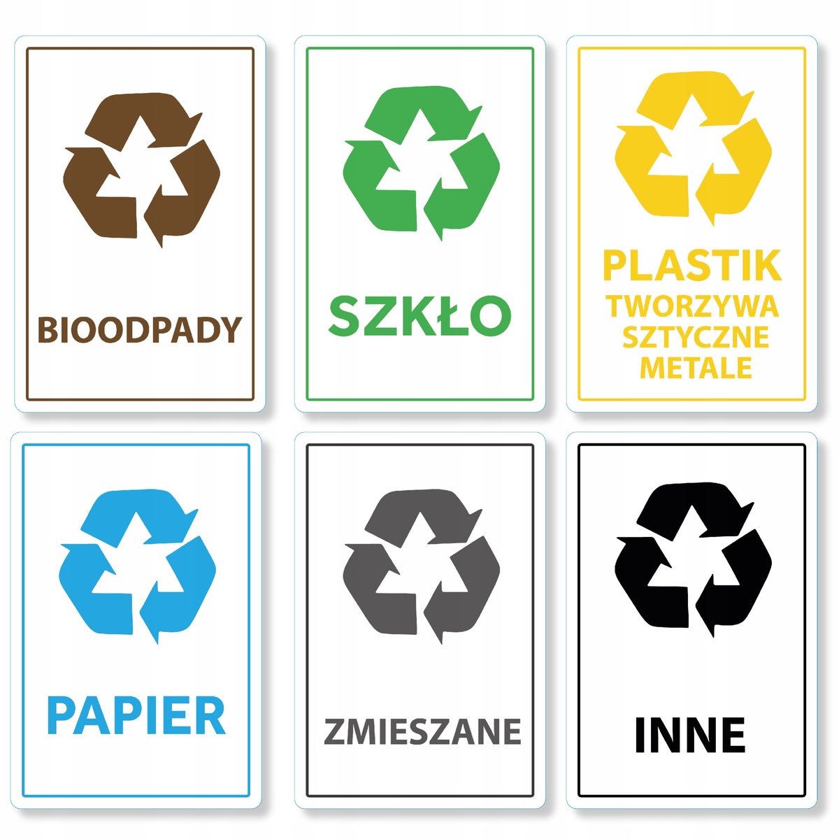 Naklejki Na Do Segregacji Śmieci Na Kosze, Kubły Wodoodporne 6 Sztuk
