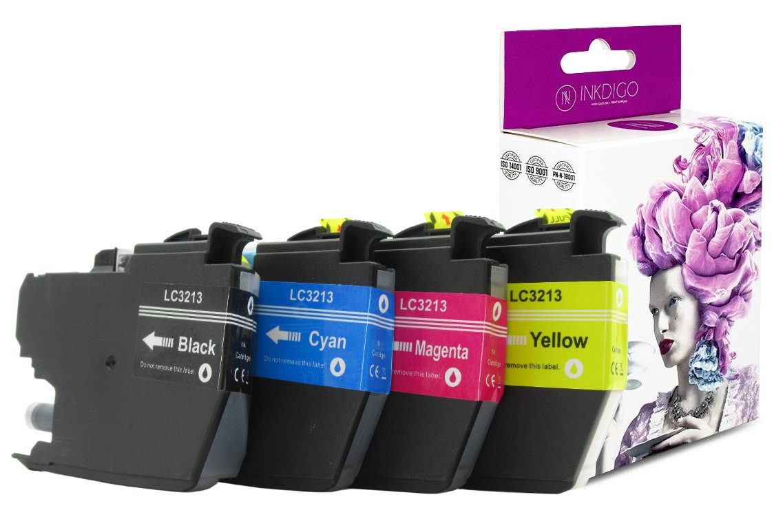 INKDIGO Tusze LC3213 zgodny zestaw do Brother DCP-J572 MFC-J890 CMYK 15ml/3x10ml