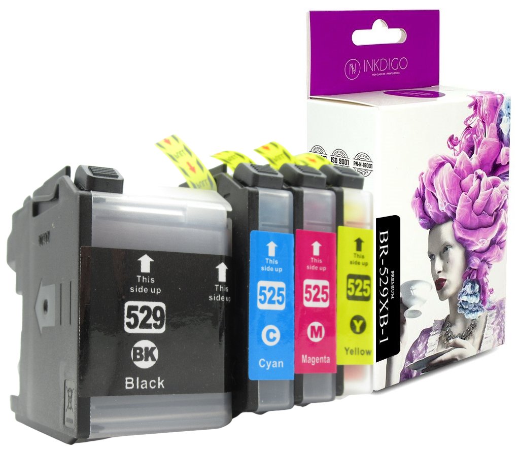 INKDIGO Tusze LC529BK & LC525 zgodny zestaw do Brother DCP-J100 MFC-J200 CMYK 58ml/3x15ml