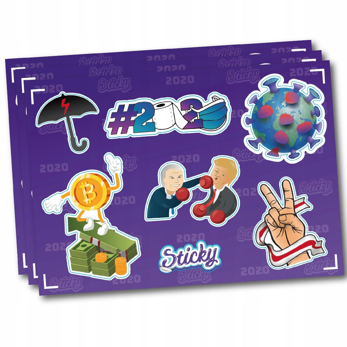 Naklejki PODSUMOWANIE ROK 2020 na laptop WODOODPORNE MIX 7 sztuk