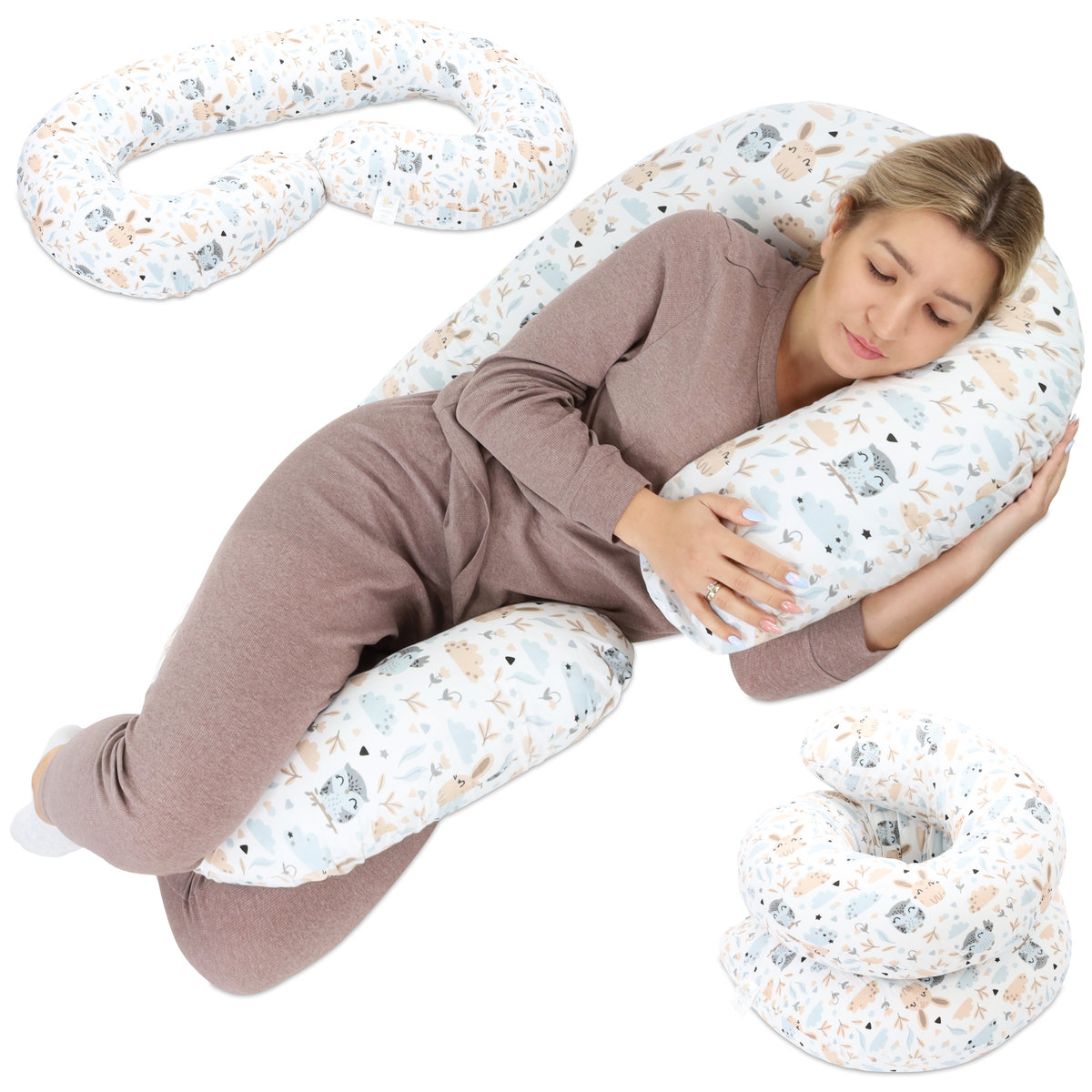 Totsy Baby, Poduszka ciążowa do spania w kształcie litery C, Poduszka Do Karmienia Xxl 120 x 70 Cm,Zestaw