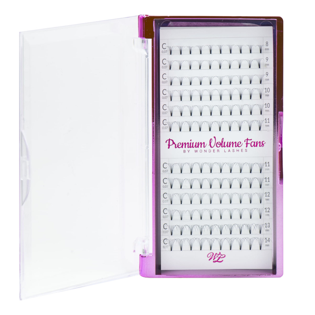 Wonder Lashes, Rzęsy Premium Volume 7D C, 0,07 Mix