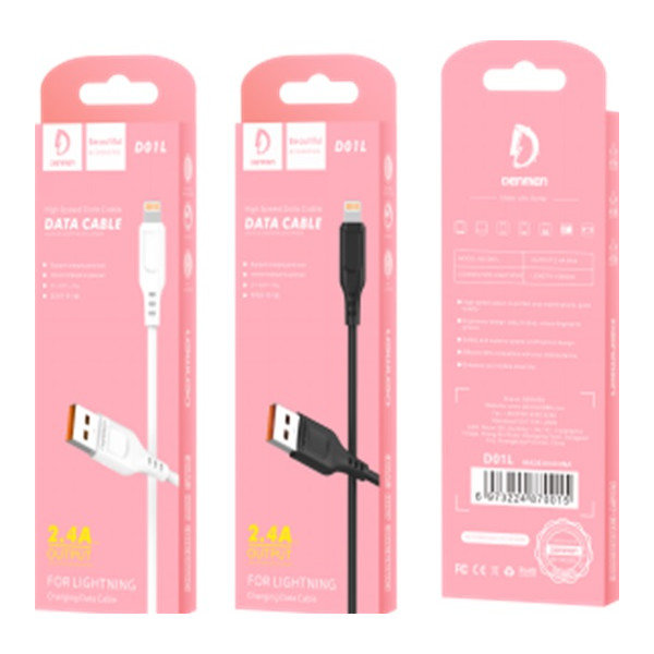 Kabel Usb Iphone Denmen Biały 1M D01L
