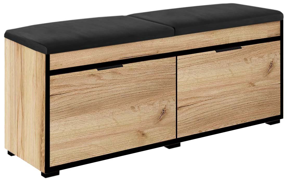 Szafka na buty z siedziskiem FALA 3C dąb złoty/czarne