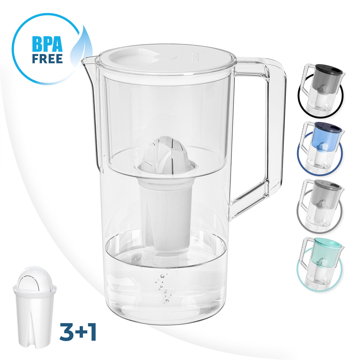 Wessper Aquaclassic Dzbanek Filtrujący Wodę 2,5L + 3X Filtr Wody