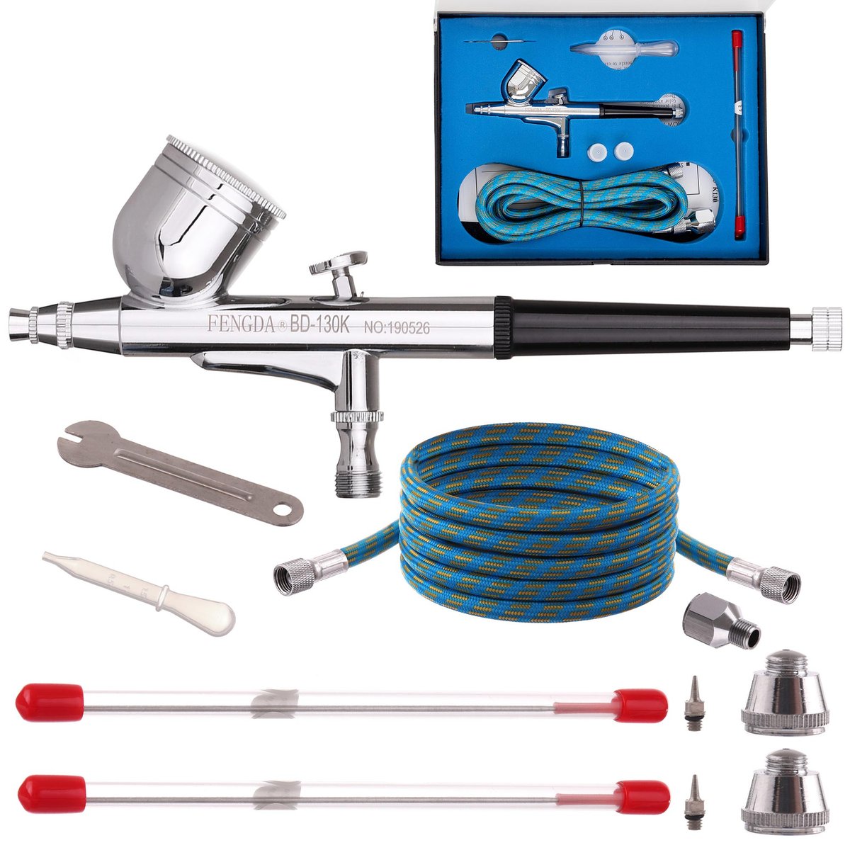 Aerograf Komplet Fengda Bd-130K Dysze 0,2 0,3 0,5 Mm