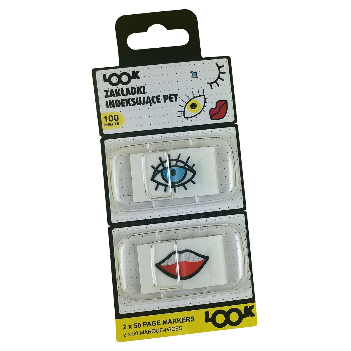Look/Lips Zakładki Indeksujące: Zakładki Indeksujące Pet, 2 X 50 Arkuszy W Dyspenserze