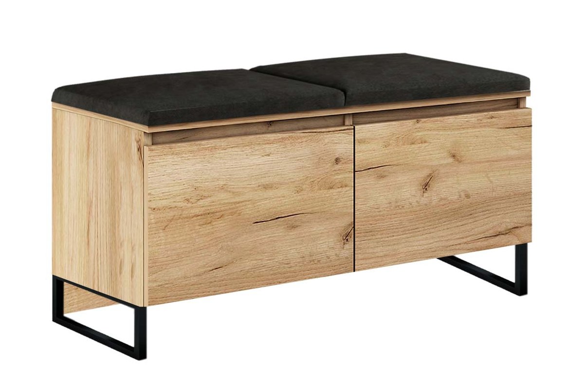 Szafka Na Buty Z Siedziskiem Megan 2P Dąb Złoty/Czarna