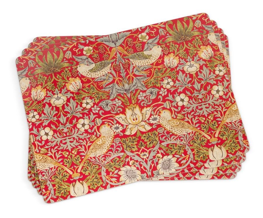 Pimpernel, Podkładki Korkowe 4X - William Morris/Strawberry Thief Red, Duże