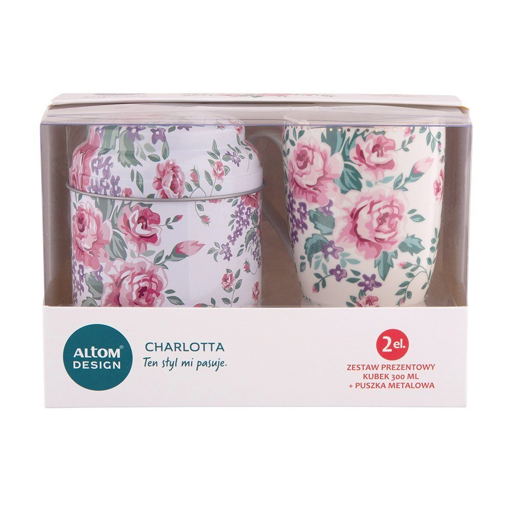Lumarko Zestaw Prezentowy Kubek Porcelanowy 300ML Jasny Z Puszką 9 X 11,5cm