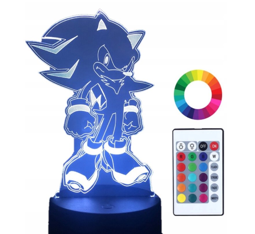Lampka Nocna 3D Led Imię Sonic Grawer Prezent
