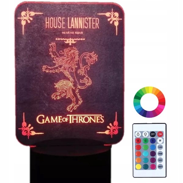 Lampka Nocna 3D Led Gra O Tron Lannister Grawer