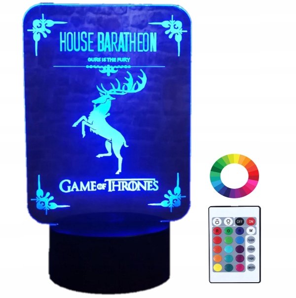 Lampka Nocna 3D Led Gra O Tron Baratheon Grawer