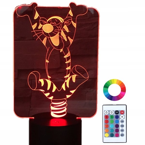 Lampka Nocna 3D Led Kubuś Puchatek Tygrysek Imię