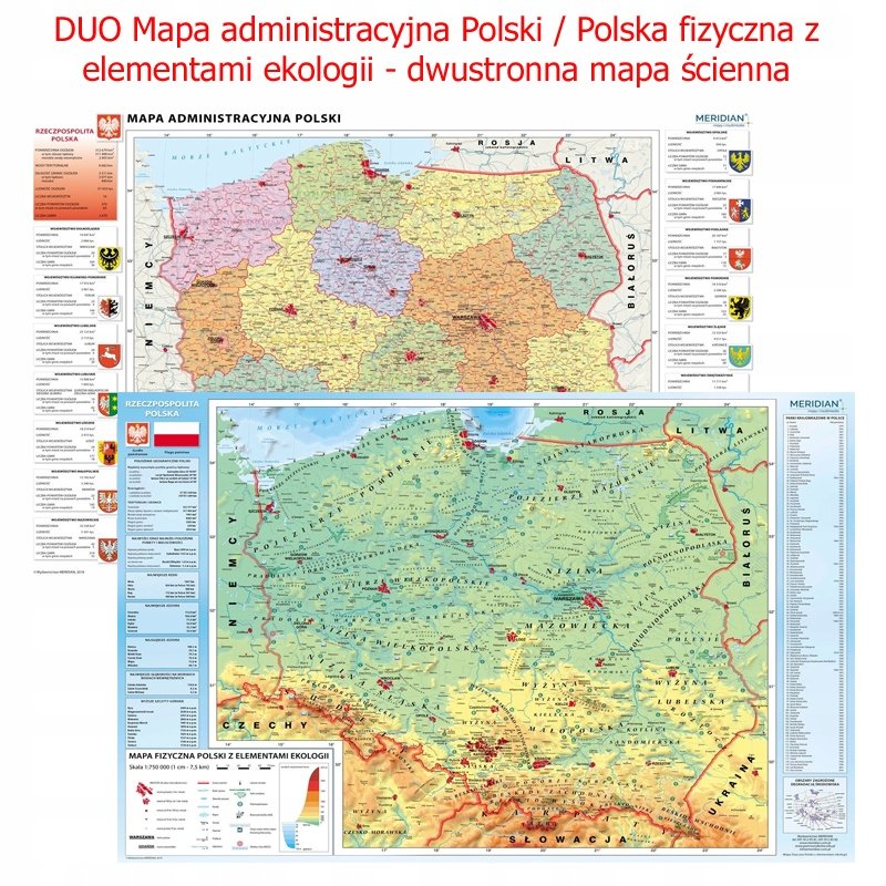Duo Mapa Administracyjna Polski / Polska Fizyczna