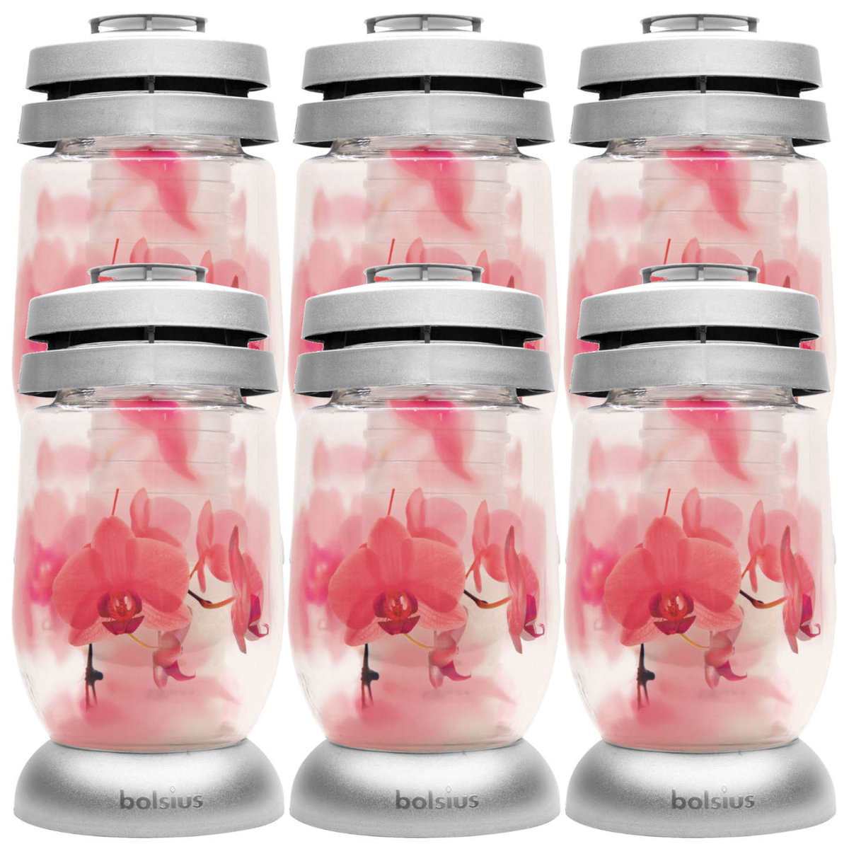 Znicze Bolsius 3S 01 Różowe Kwiaty Wkłady 36H 1,5 Dnia 6 Sztuk