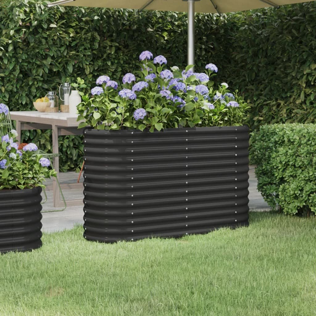 vidaXL Donica ogrodowa, malowana proszkowo stal, 114x40x68cm, antracyt