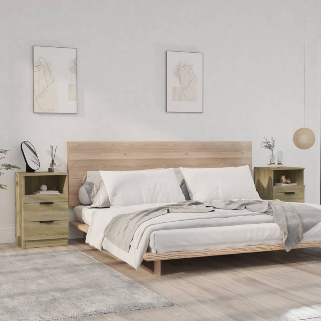 vidaXL Szafki nocne, 2 szt., dąb sonoma, materiał drewnopochodny