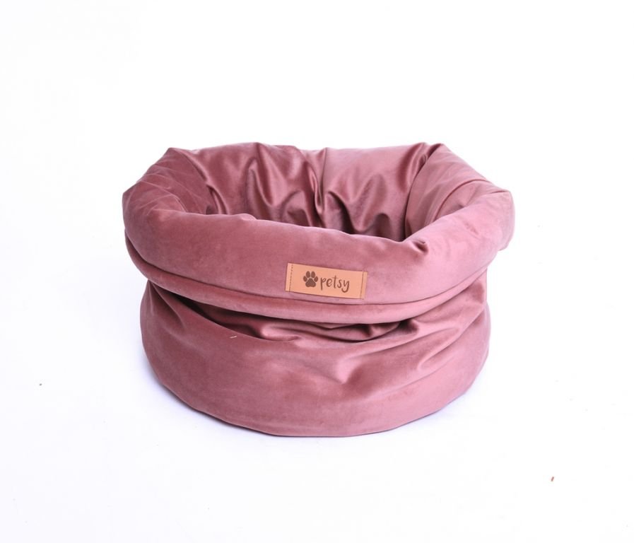 Różowe aksamitne legowisko ø 40 cm Basket Royal – Petsy