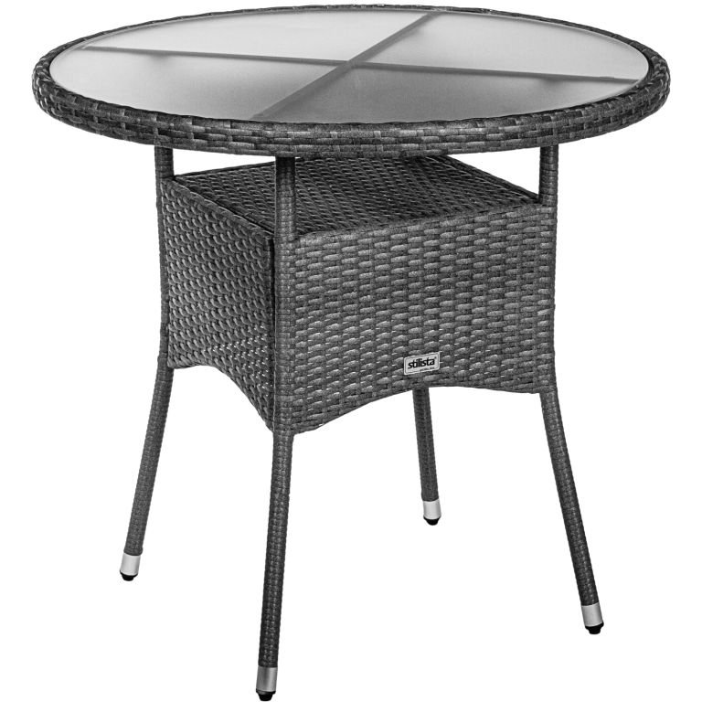 Stilista Stolik, 80 X 80 X 75 Cm, Polirattan, Szary