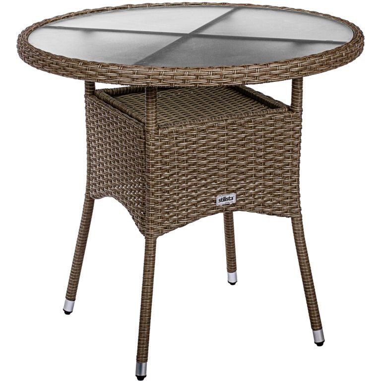 Stilista Stolik 80 X 80 X 75 Cm Polyratan, Kremowy