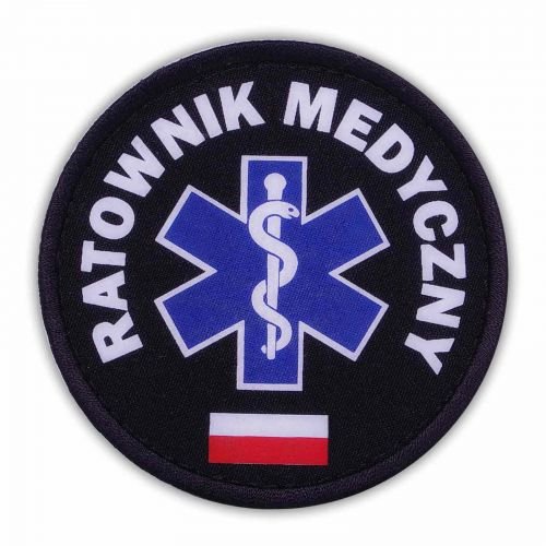 Emblemat Kolorowy Ratownik Medyczny Z Flagą Na Rzepie 8,5 Cm