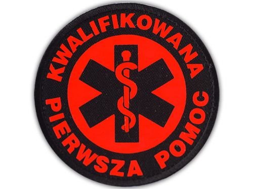 Emblemat Fluo Kwalifikowana Pierwsza Pomoc Na Rzepie 8,5 Cm