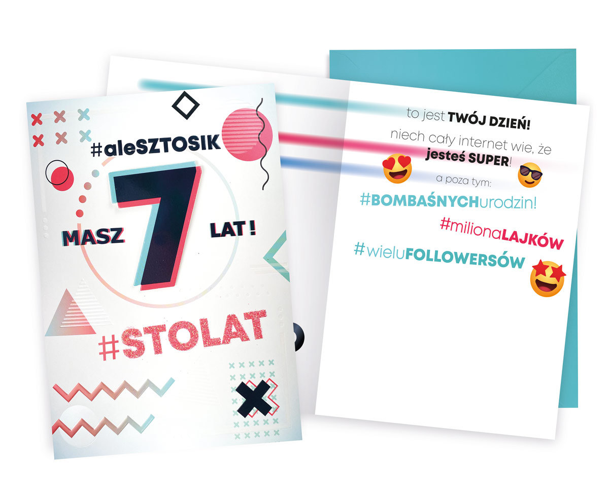 Karnet Urodziny 7 emotki - Kukartka