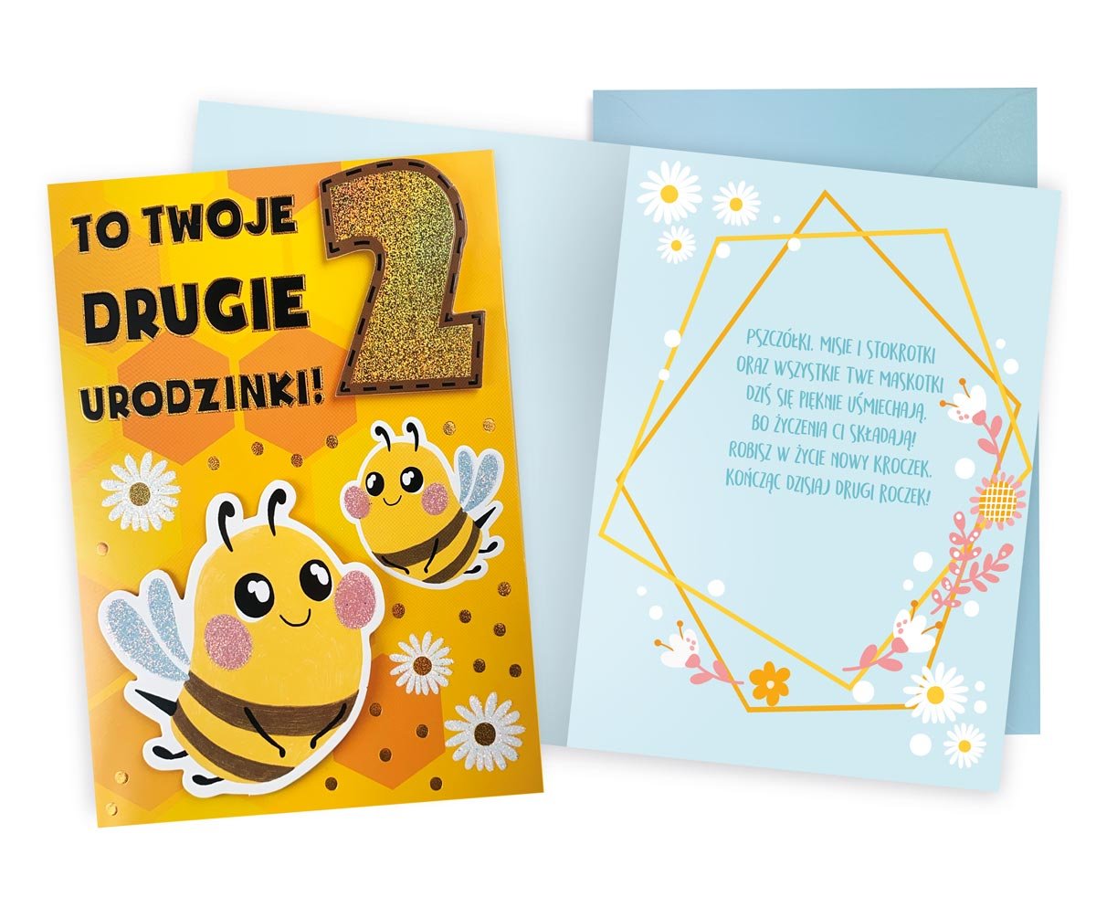 Karnet Urodziny 2 pszczółki - Kukartka