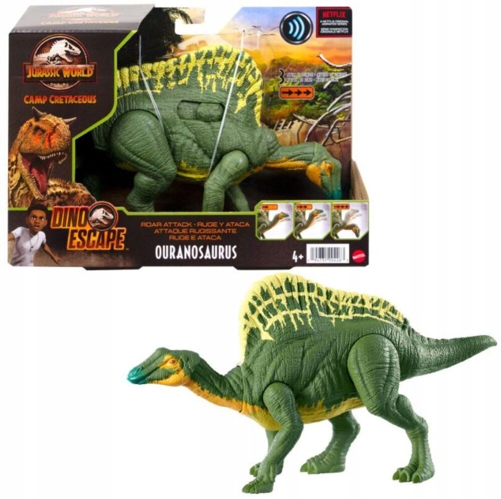 Jurassic World Jurassic World HBX38 - Roar Attack Ouranosaurus Camp Figurka kredowego dinozaura z ruchomymi stawami, wiek 4+. HBX38