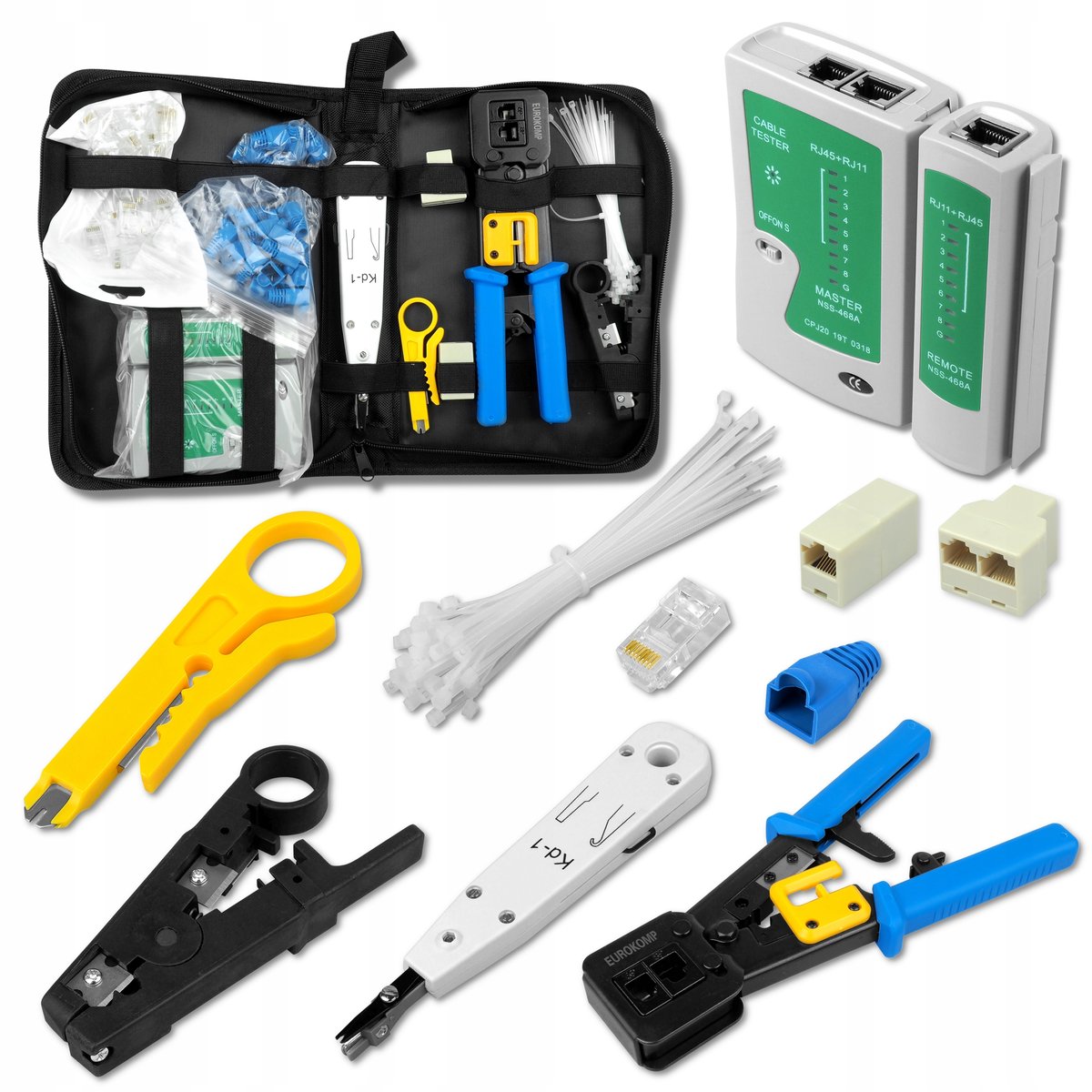 Zestaw Narzędzi Sieciowych Rj45 Zaciskarka Tester