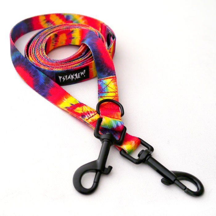 Długa Smycz Dla Psa Tie Dye Przepinana Regulowana szerokość 2 cm, czarny karabińczyk 7 cm-300 cm
