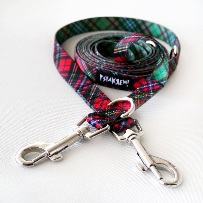 Długa Smycz Dla Psa Tartan Plaid Przepinana Regulowana szerokość 2 cm-220 cm